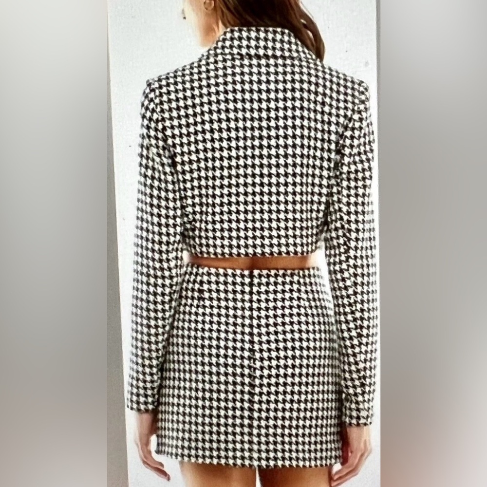 WAYF Cropped Houndstooth Blazer SIZE: SMALL - Picture 2 of 10